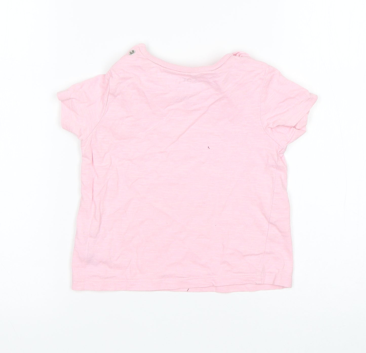 F&F Girls Pink  Cotton Basic T-Shirt Size 18-24 Months Round Neck