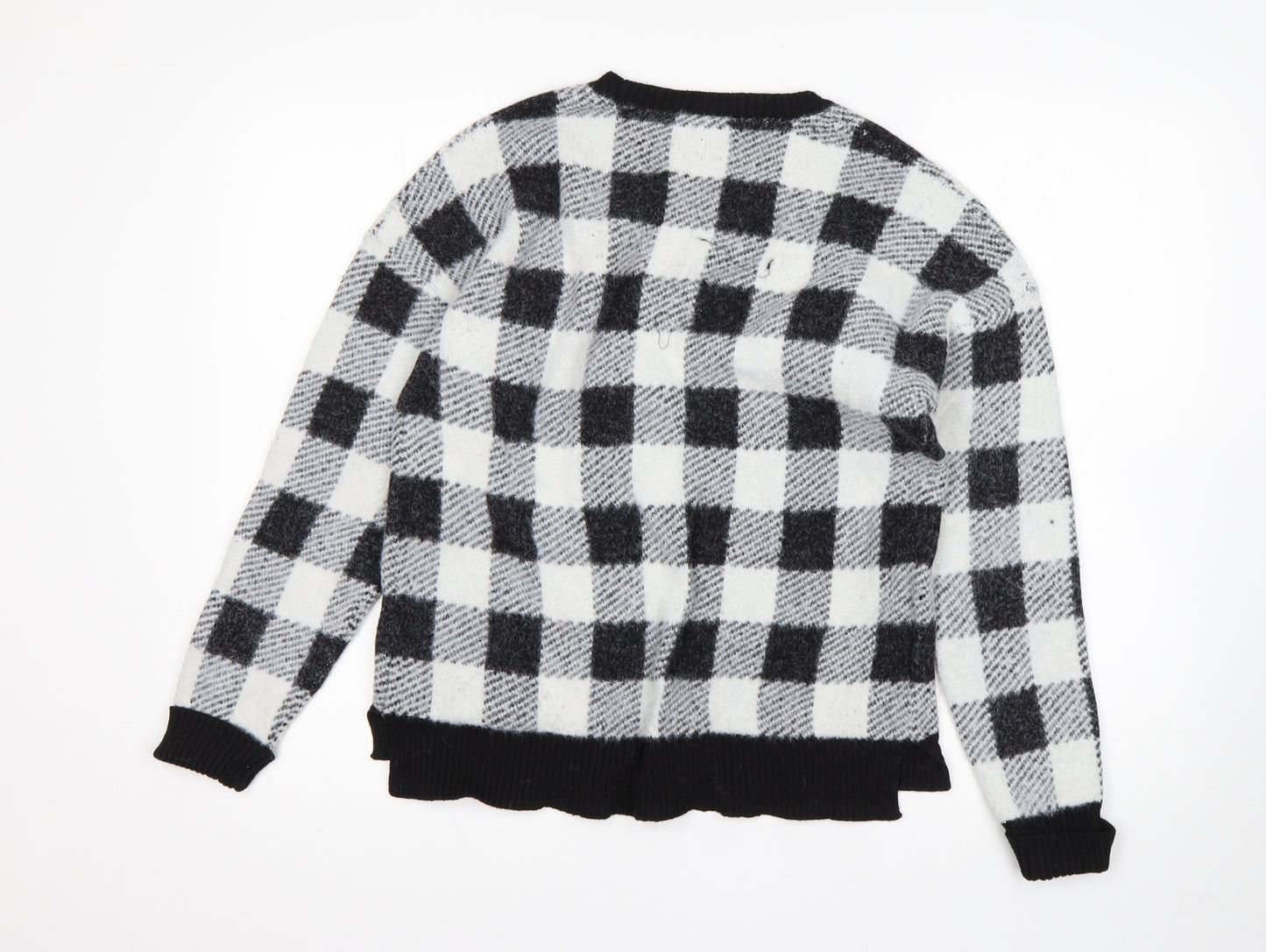 F&F Girls Multicoloured Round Neck Check Polyamide Pullover Jumper Size 13-14 Years