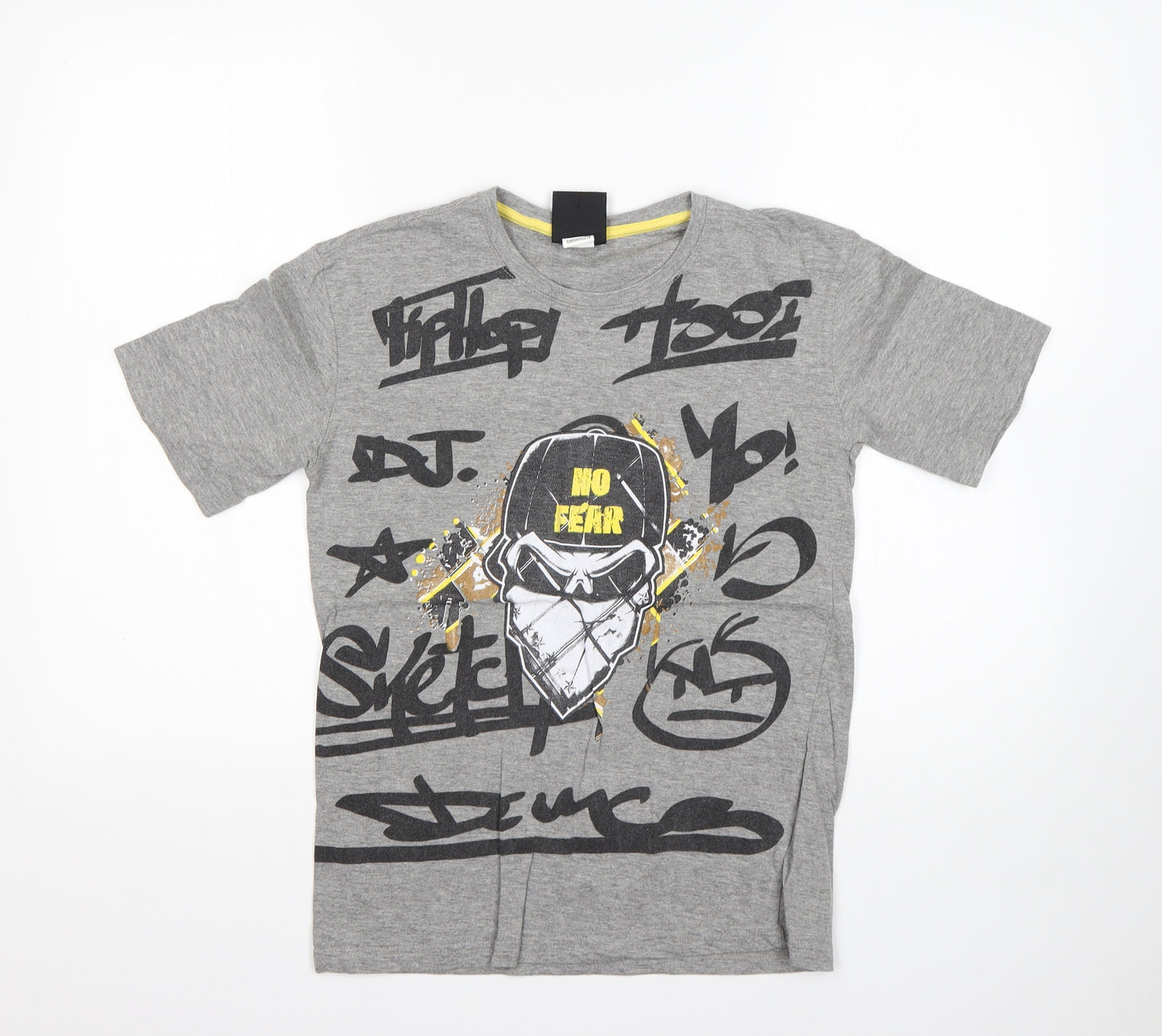 No Fear Boys Grey  Cotton Basic T-Shirt Size 11-12 Years Round Neck