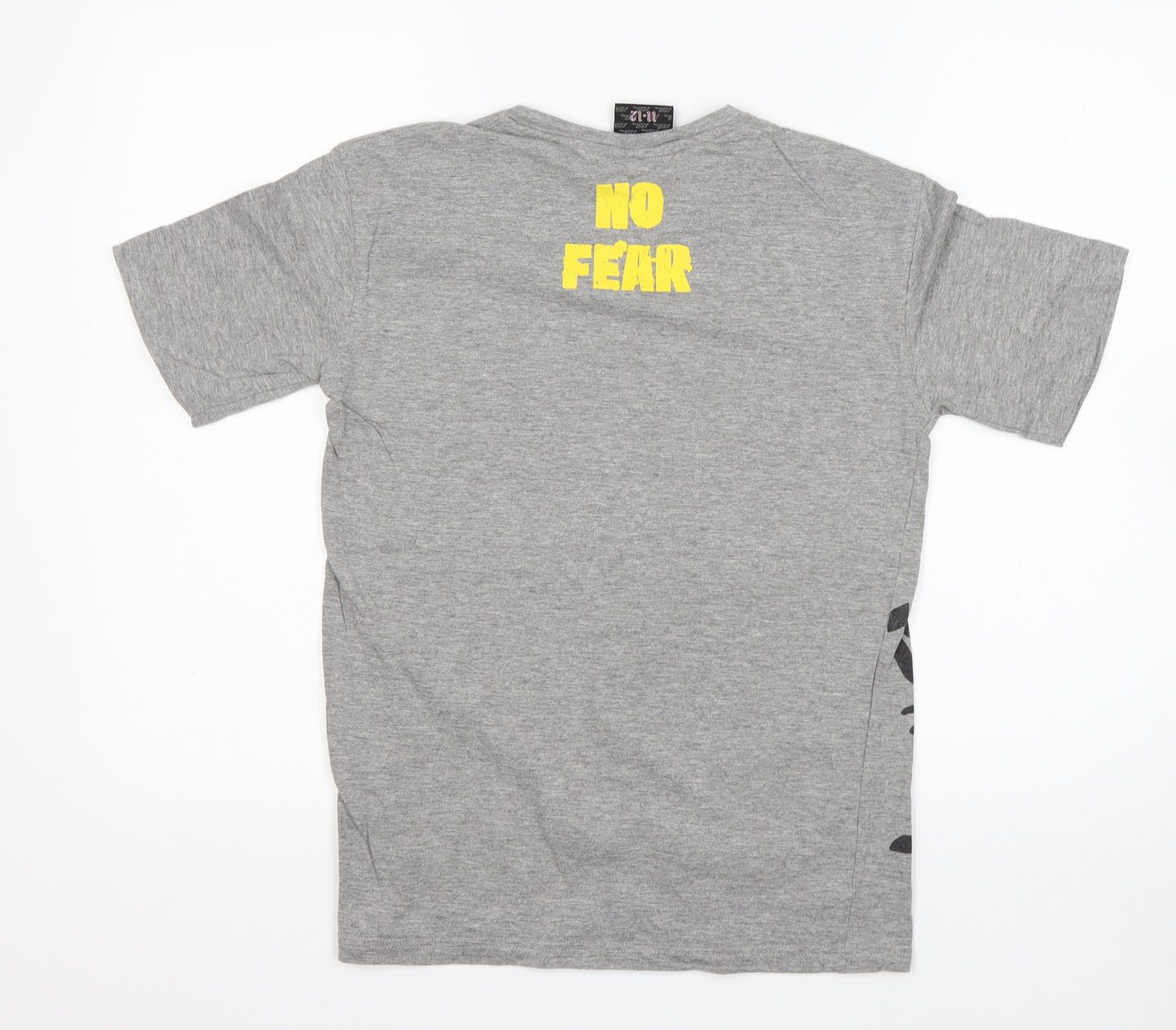 No Fear Boys Grey  Cotton Basic T-Shirt Size 11-12 Years Round Neck