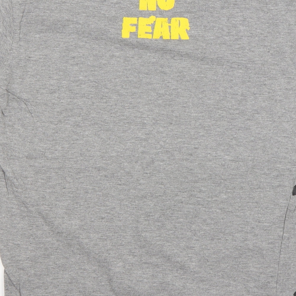 No Fear Boys Grey  Cotton Basic T-Shirt Size 11-12 Years Round Neck