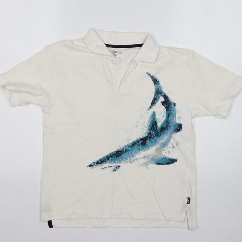 Gap Boys Multicoloured Animal Print Cotton Basic Polo Size M Collared  - Shark