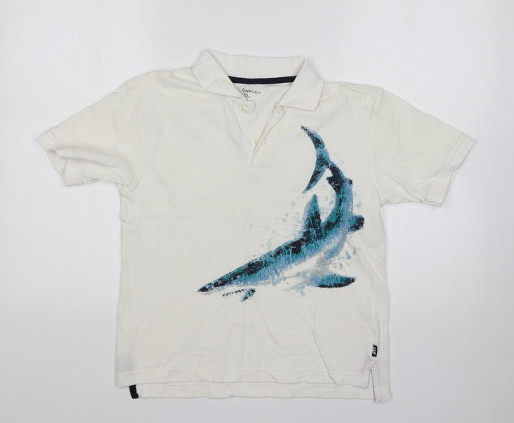 Gap Boys Multicoloured Animal Print Cotton Basic Polo Size M Collared  - Shark