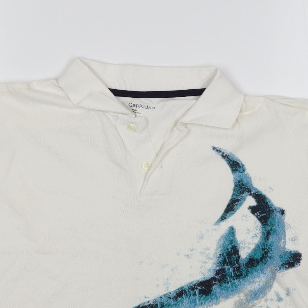 Gap Boys Multicoloured Animal Print Cotton Basic Polo Size M Collared  - Shark