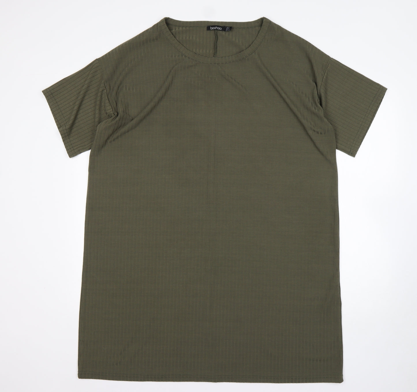 Boohoo Womens Green  Polyester T-Shirt Dress  Size 20  Round Neck
