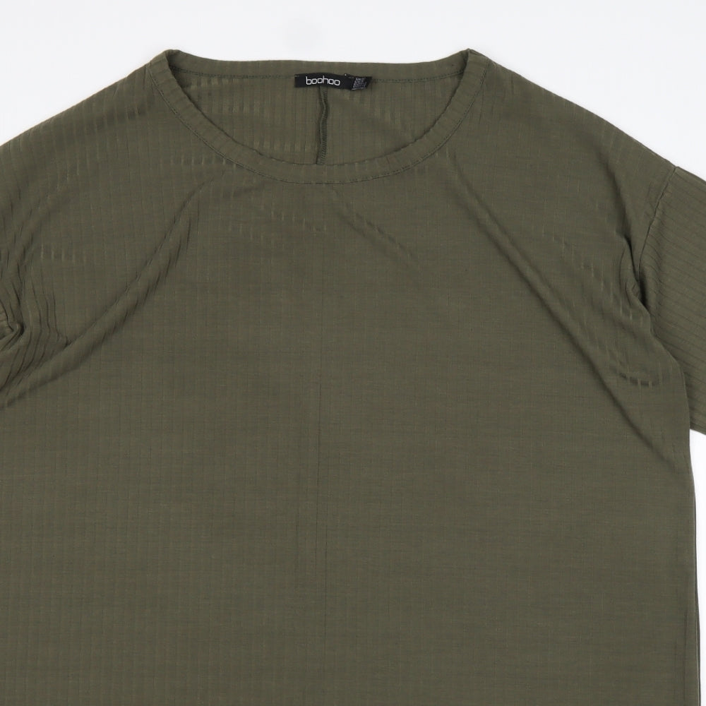 Boohoo Womens Green  Polyester T-Shirt Dress  Size 20  Round Neck