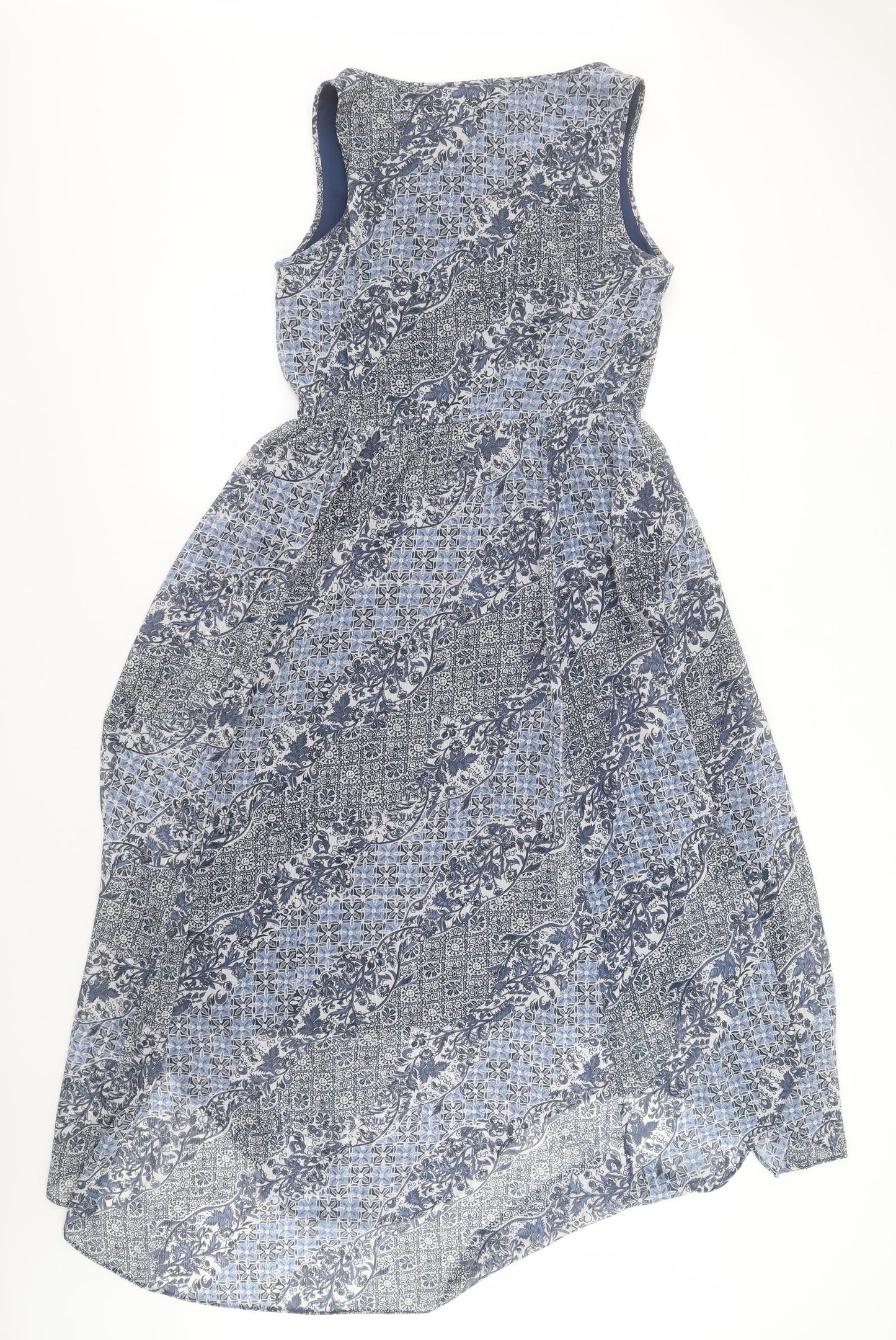 Indigo Womens Blue Geometric Polyester A-Line  Size 10  Round Neck
