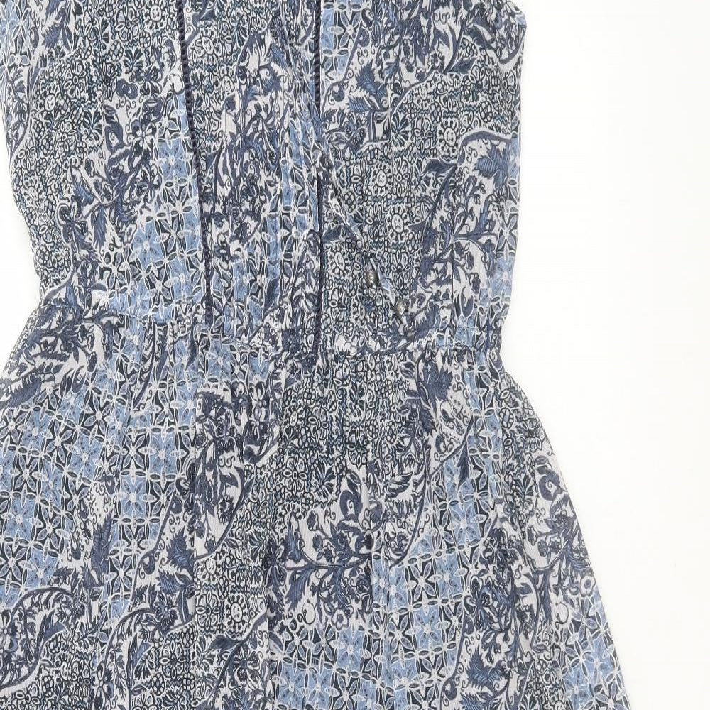 Indigo Womens Blue Geometric Polyester A-Line  Size 10  Round Neck
