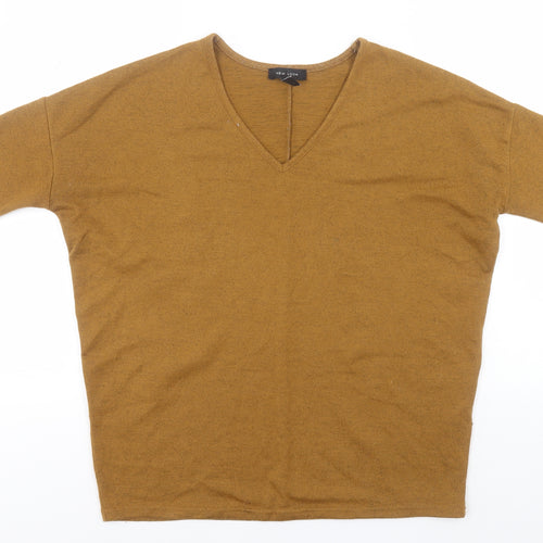 New Look Womens Brown V-Neck  Polyester Pullover Jumper Size S