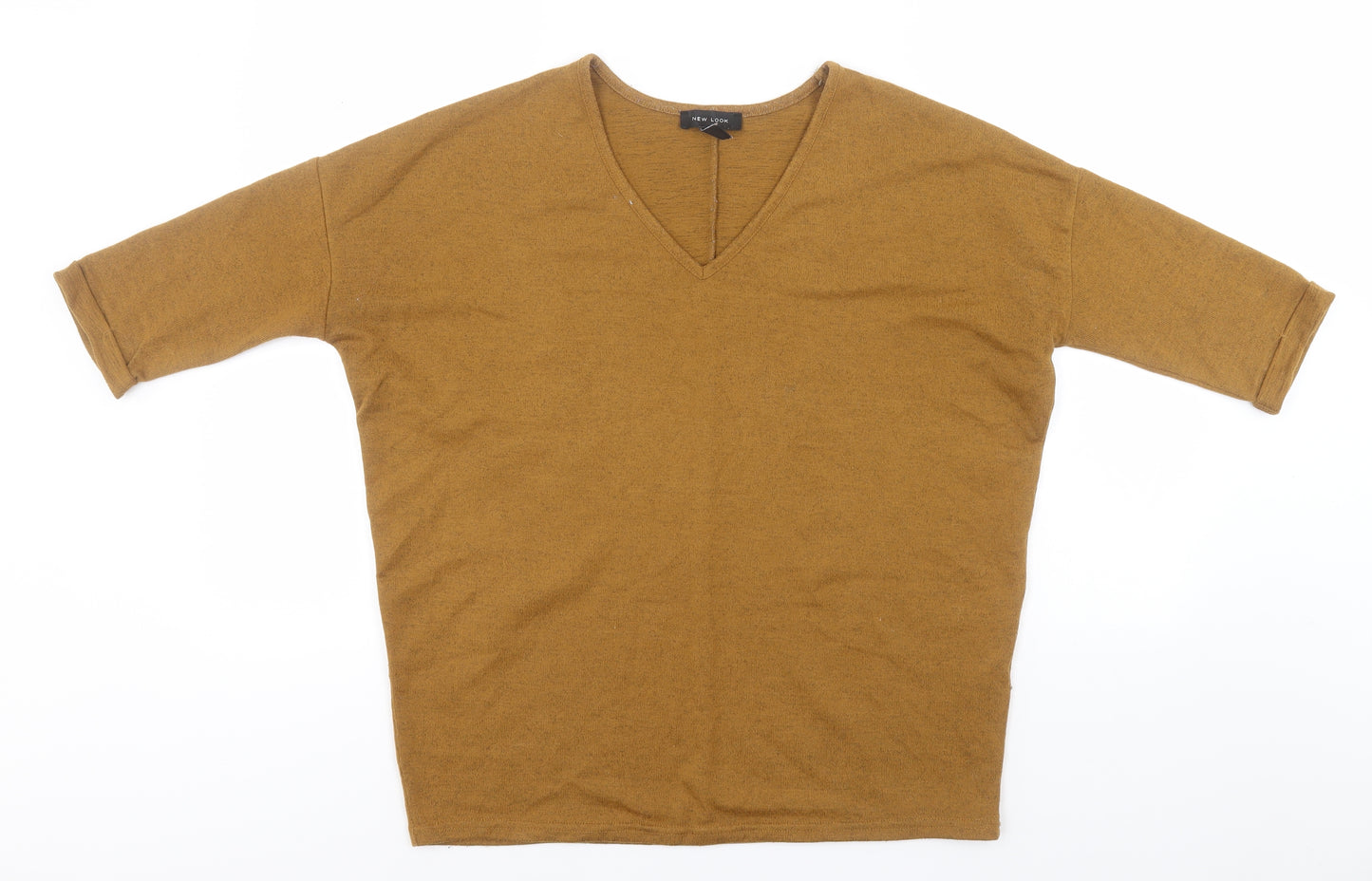 New Look Womens Brown V-Neck  Polyester Pullover Jumper Size S