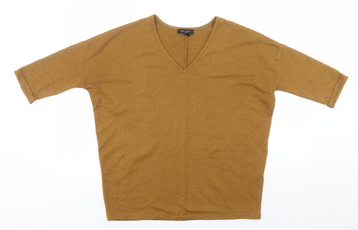 New Look Womens Brown V-Neck  Polyester Pullover Jumper Size S