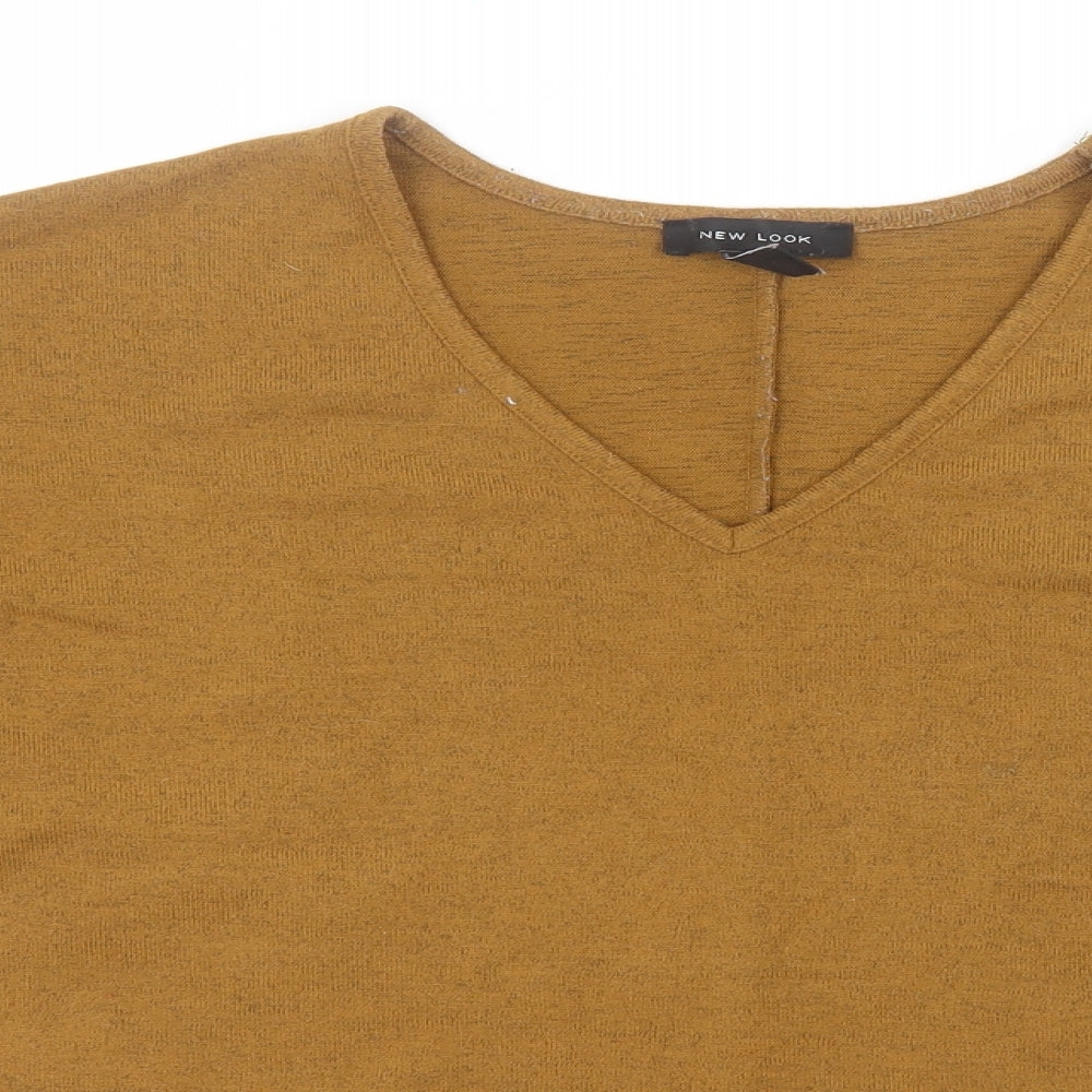 New Look Womens Brown V-Neck  Polyester Pullover Jumper Size S