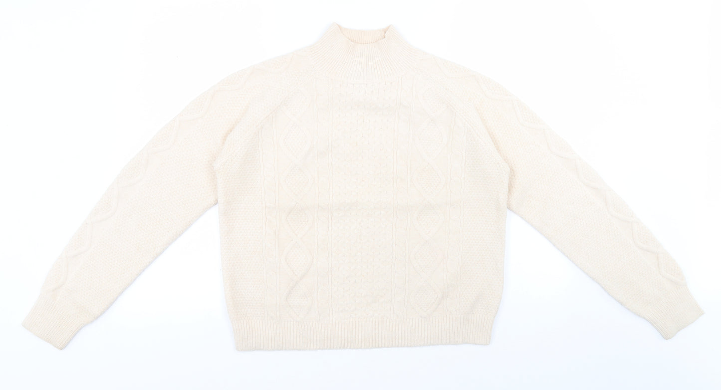 Primark Womens Ivory High Neck  Acrylic Pullover Jumper Size 12