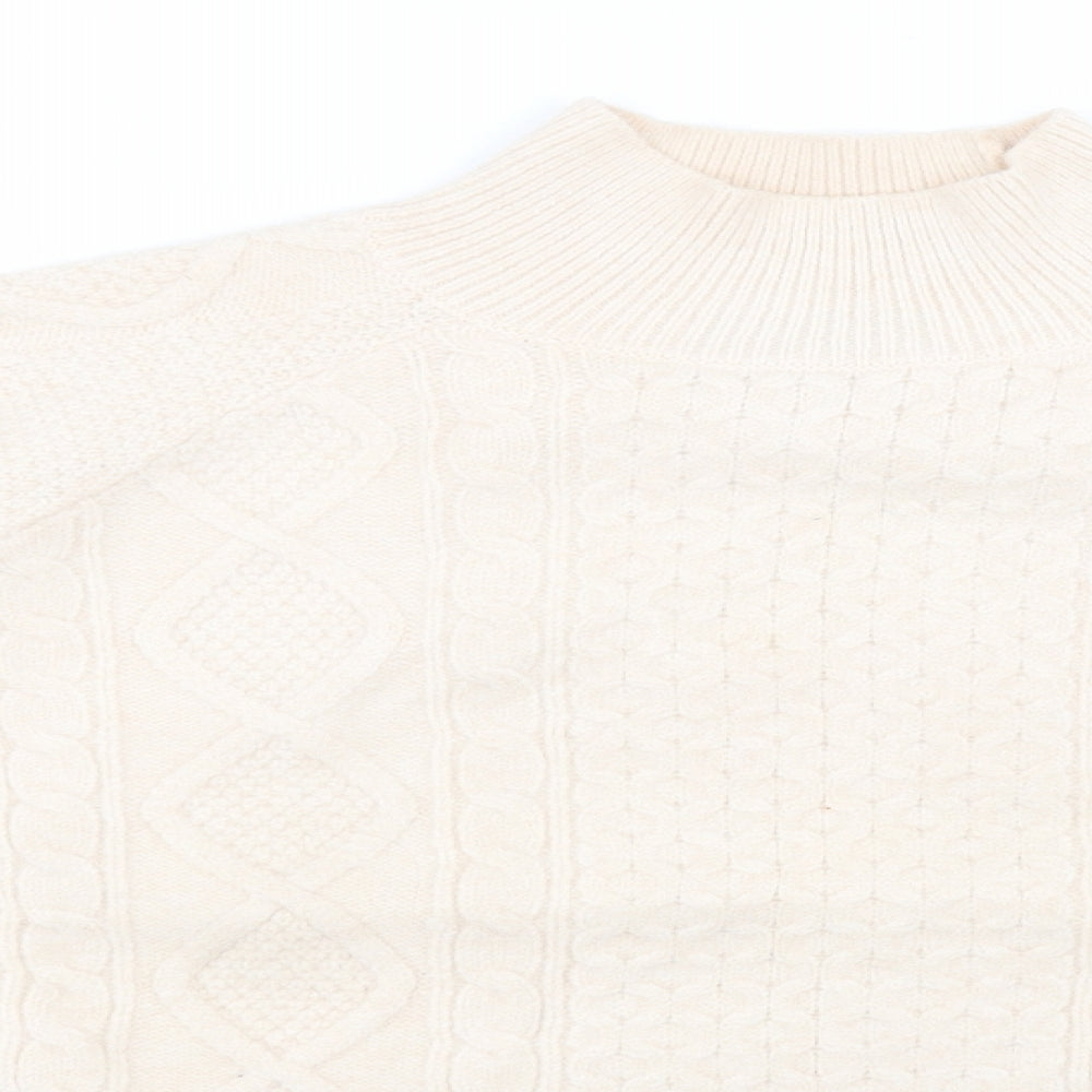 Primark Womens Ivory High Neck  Acrylic Pullover Jumper Size 12