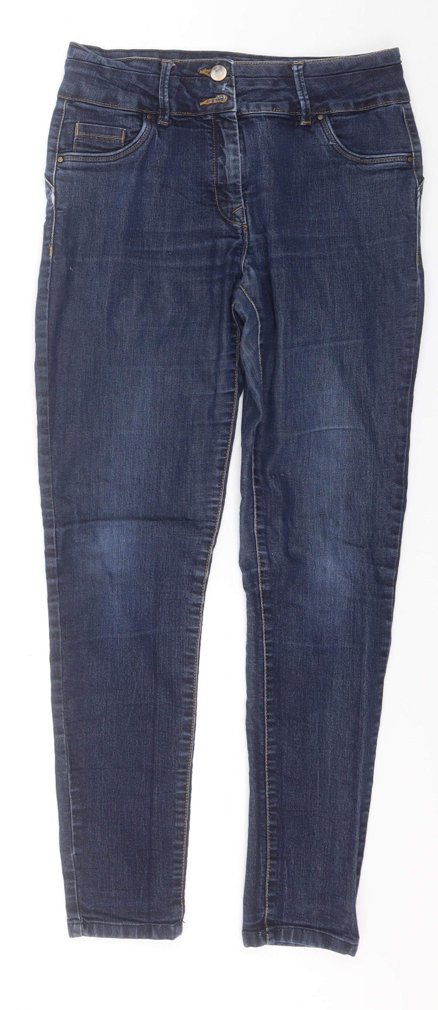 NEXT Womens Blue  Cotton Skinny Jeans Size 12 L28 in Regular