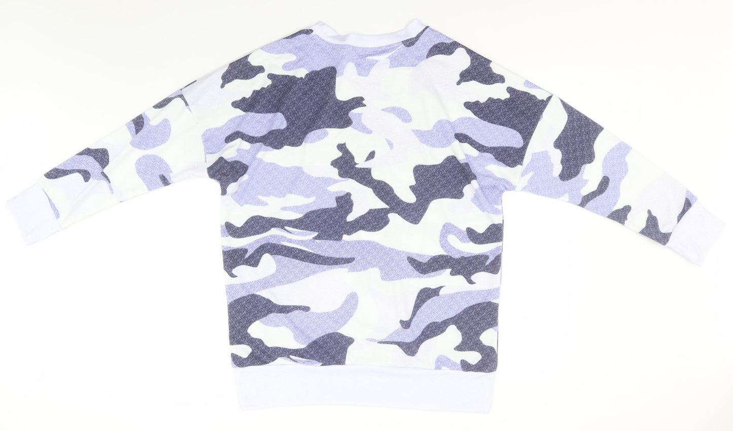 Preworn Mens Blue Round Neck Camouflage Polyester Pullover Jumper Size L
