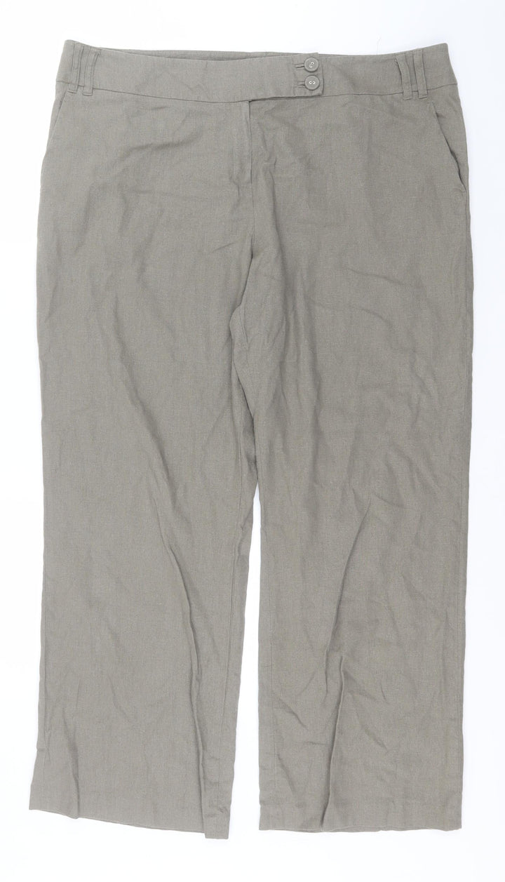 BHS Womens Beige  Linen Trousers  Size 20 L29 in Regular