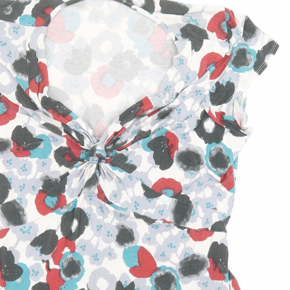 Debenhams Womens White Floral Viscose Basic Blouse Size 22 V-Neck