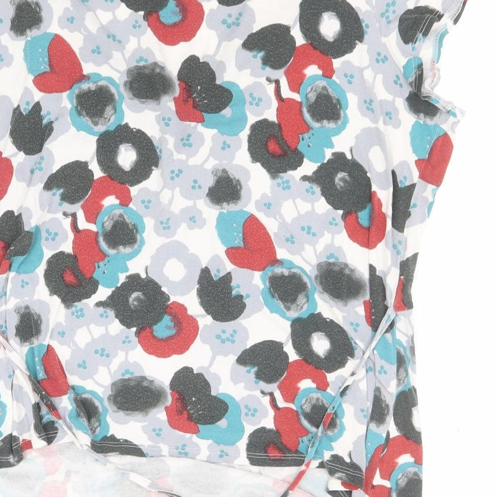 Debenhams Womens White Floral Viscose Basic Blouse Size 22 V-Neck