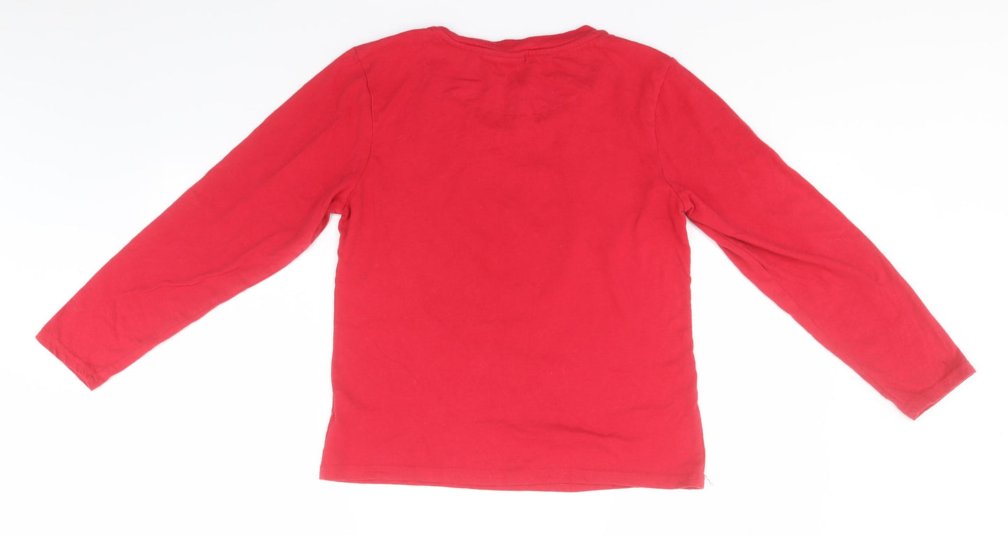 Disney Womens Red  Cotton Basic T-Shirt Size 10 Round Neck - Mickey Mouse, Christmas