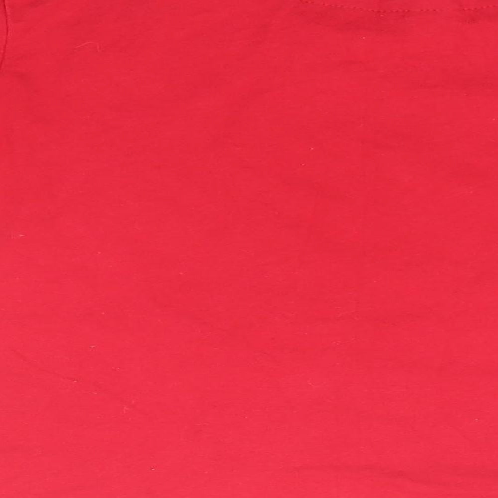 Disney Womens Red  Cotton Basic T-Shirt Size 10 Round Neck - Mickey Mouse, Christmas