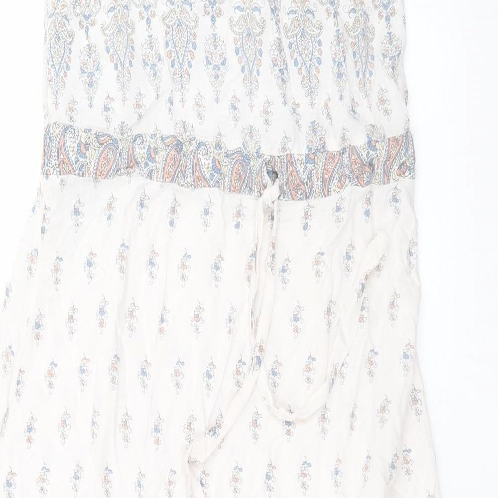NEXT Womens White Floral Viscose A-Line  Size 12  Off the Shoulder