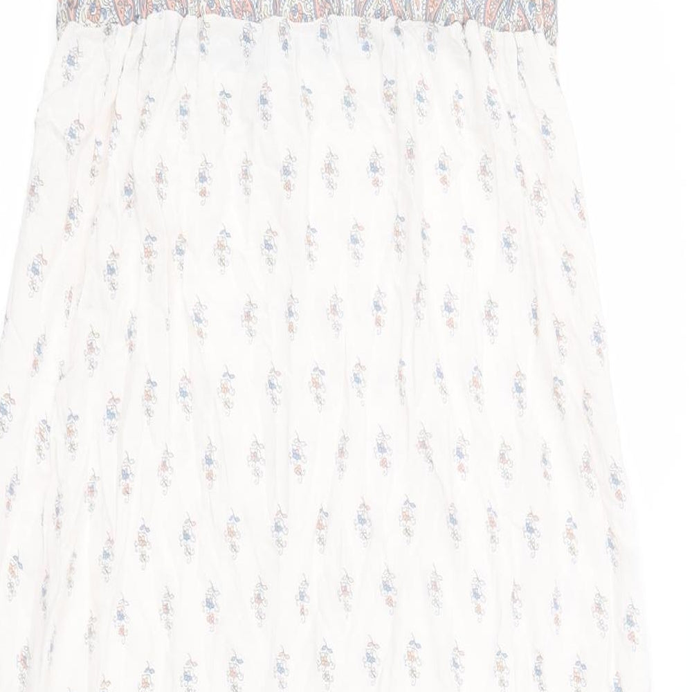 NEXT Womens White Floral Viscose A-Line  Size 12  Off the Shoulder