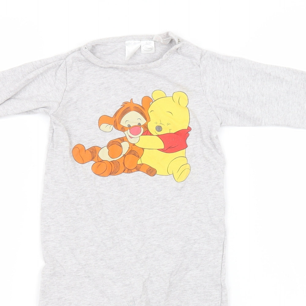 Disney Baby Grey  Cotton Babygrow One-Piece Size 12-18 Months   - Winnie the Pooh