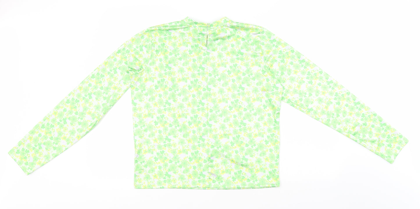 ASOS Womens Green Round Neck Floral Polyester Pullover Jumper Size 14