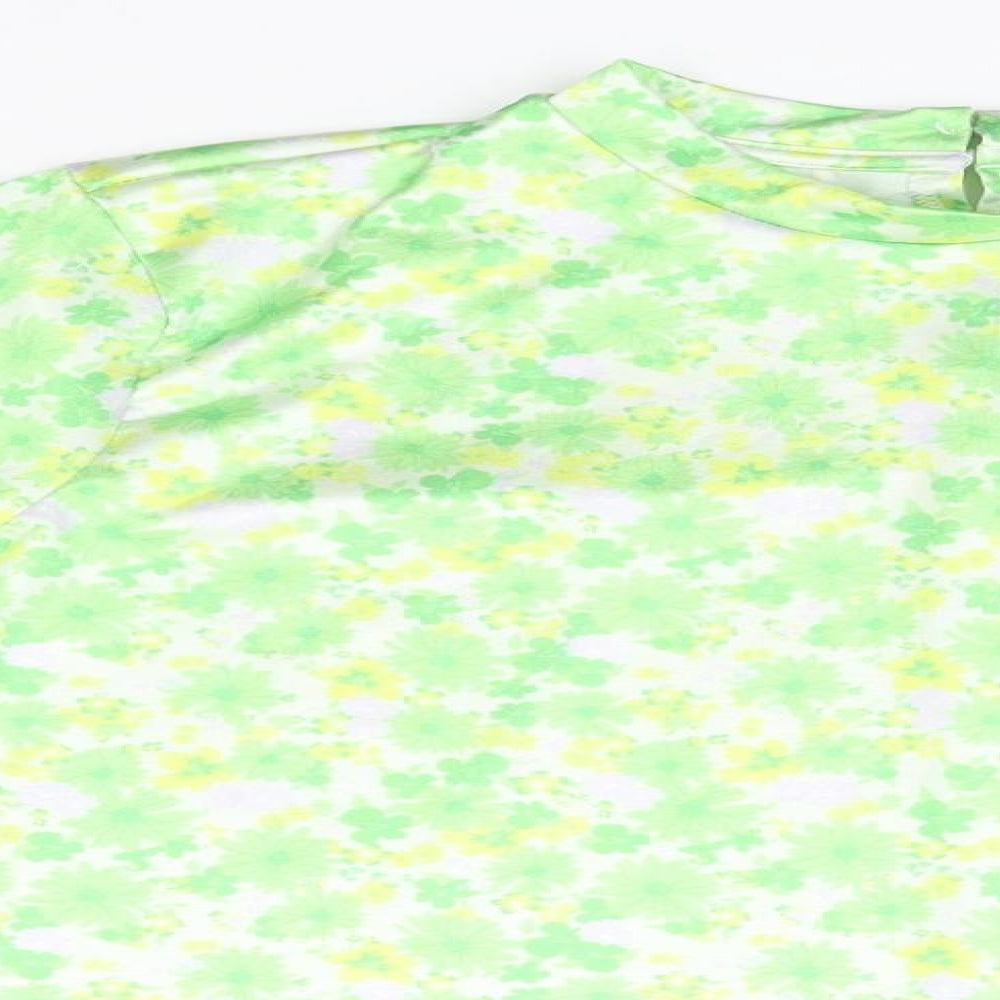 ASOS Womens Green Round Neck Floral Polyester Pullover Jumper Size 14