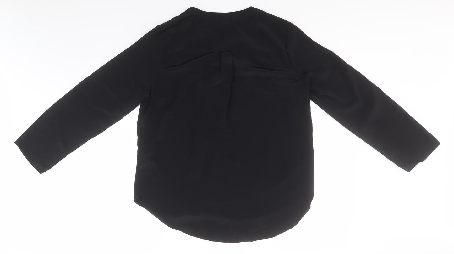 Primark Womens Black  Polyester Basic T-Shirt Size 14 Crew Neck