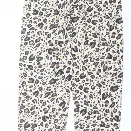 Primark Womens Ivory Animal Print Cotton Sweatpants Trousers Size 12 L26 in Regular