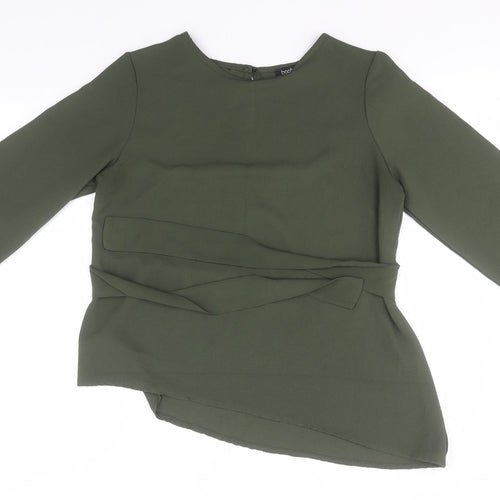 Boohoo Womens Brown  Polyester Basic T-Shirt Size 14 Round Neck