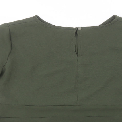 Boohoo Womens Brown  Polyester Basic T-Shirt Size 14 Round Neck