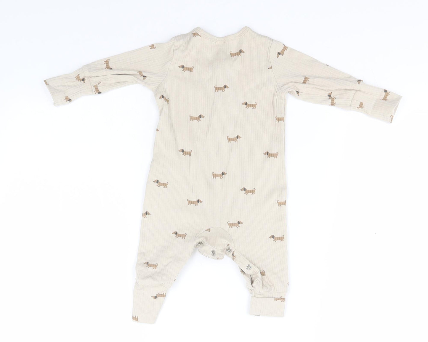 H&M Baby Brown Striped Cotton Babygrow One-Piece Size 3-6 Months   - Dogs