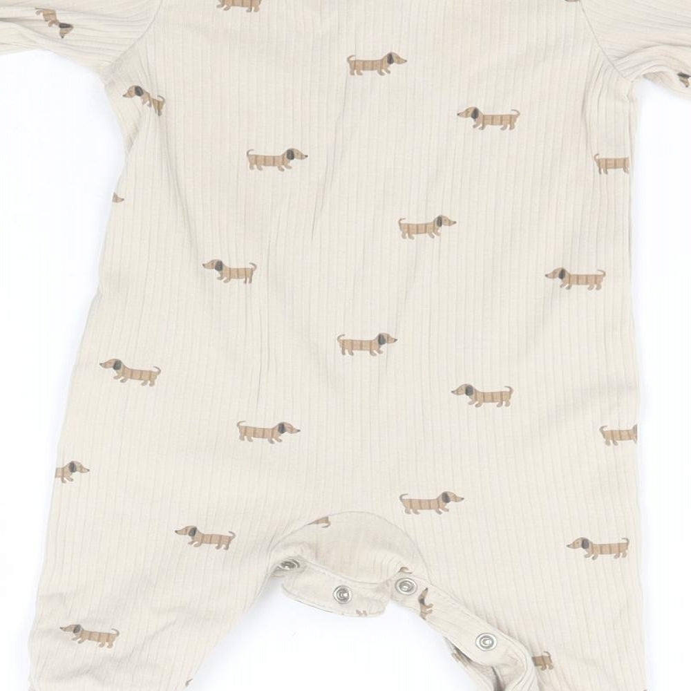 H&M Baby Brown Striped Cotton Babygrow One-Piece Size 3-6 Months   - Dogs
