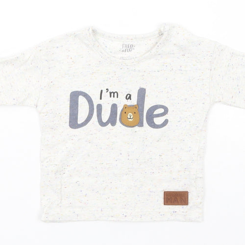 F&F Baby White  Cotton Basic T-Shirt Size 0-3 Months Round Neck  - I'm a Dude