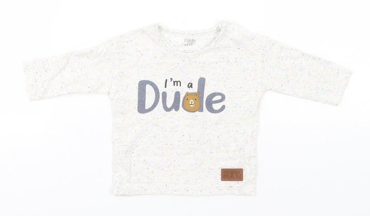 F&F Baby White Cotton Basic T-Shirt Size 0-3 Months Round Neck - I'm a Dude