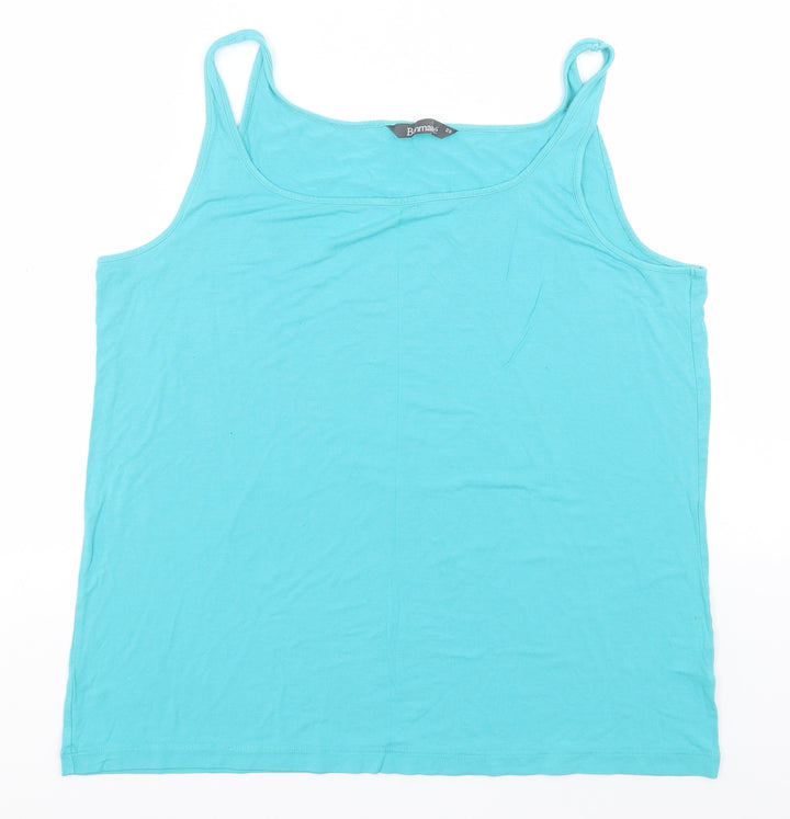 Bonmarché Womens Green Viscose Basic Tank Size 20 Round Neck