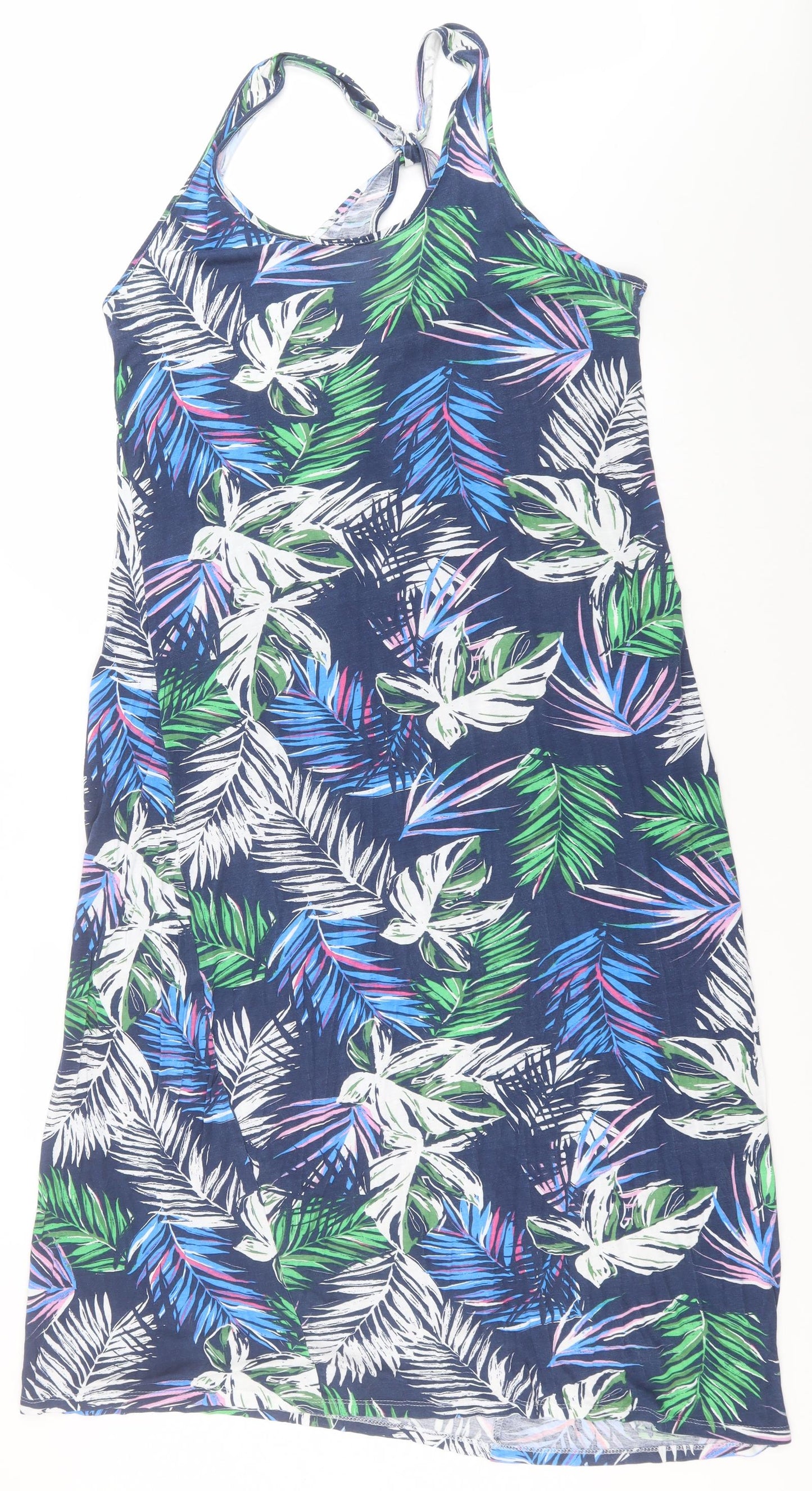 Primark Womens Blue Floral Viscose A-Line  Size 20  Round Neck