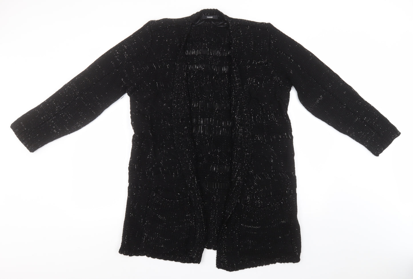 George Womens Black Round Neck  Acrylic Cardigan Jumper Size 18