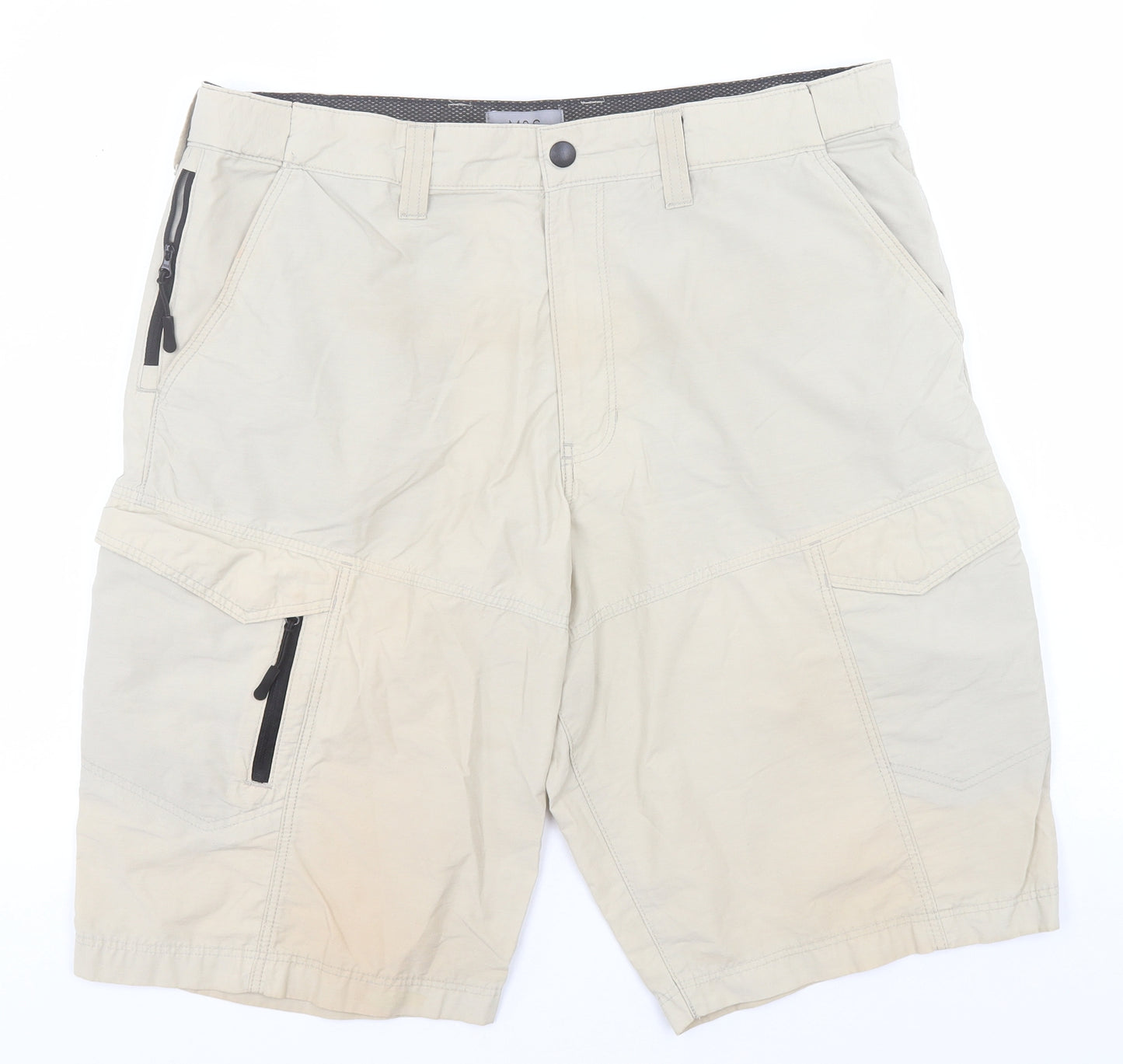 Marks and Spencer Mens Green  Cotton Cargo Shorts Size 36 in L12 in Regular