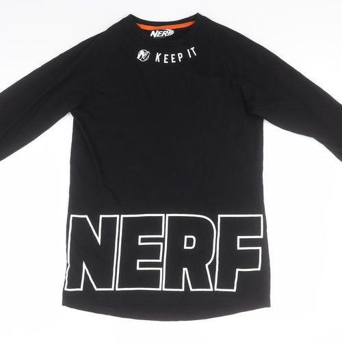 NERF Girls Black  Cotton Basic T-Shirt Size 13-14 Years Round Neck  - Nerf