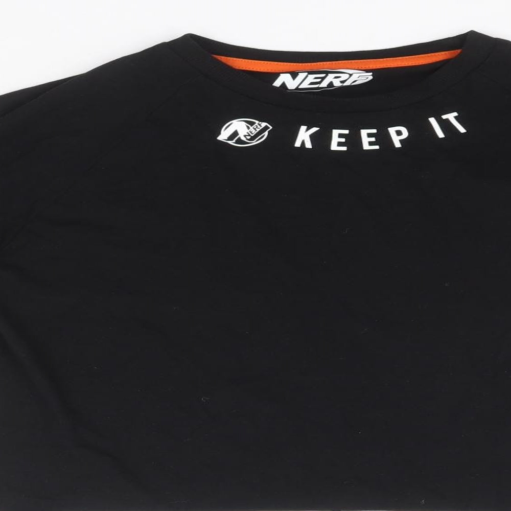 NERF Girls Black  Cotton Basic T-Shirt Size 13-14 Years Round Neck  - Nerf