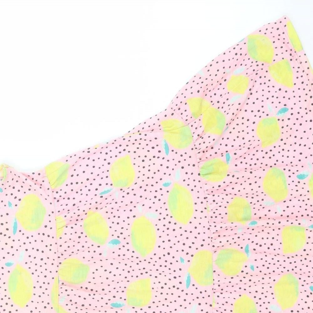 F&F Girls Pink Spotted Polyester A-Line  Size 9-10 Years  Round Neck  - Lemons