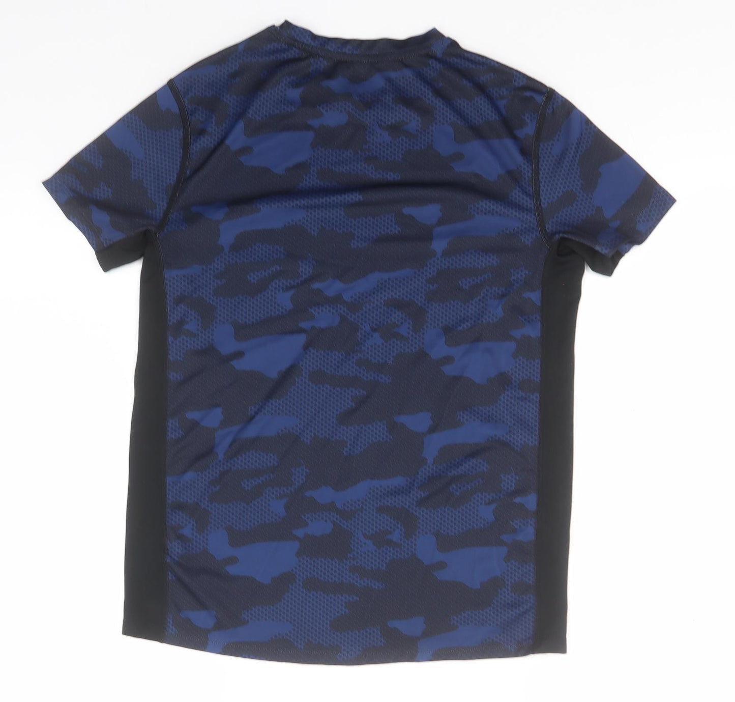 Marks and Spencer Boys Blue Camouflage Polyester Basic T-Shirt Size 13-14 Years Round Neck