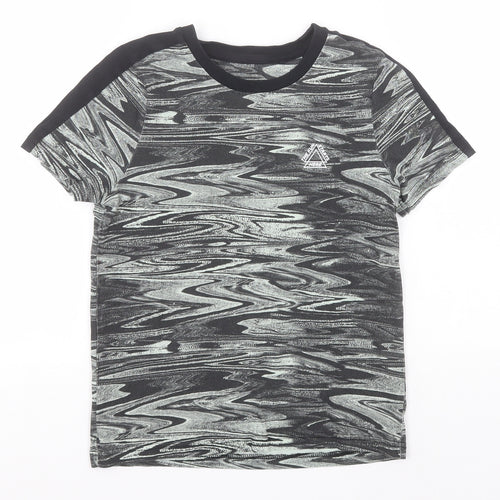 Nutmeg Boys Grey Geometric Cotton Basic T-Shirt Size 9-10 Years Roll Neck