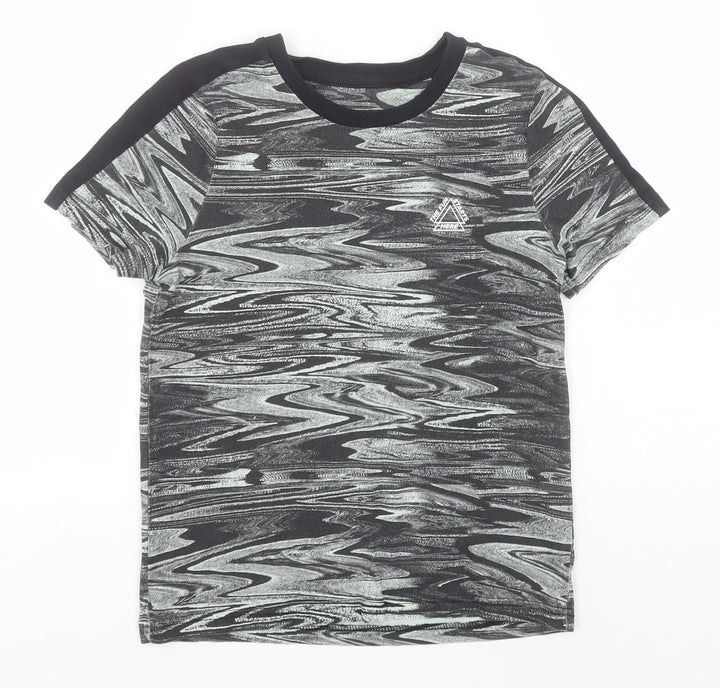 Nutmeg Boys Grey Geometric Cotton Basic T-Shirt Size 9-10 Years Roll Neck