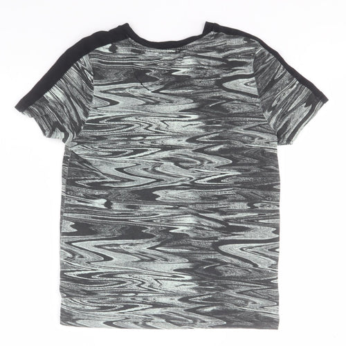 Nutmeg Boys Grey Geometric Cotton Basic T-Shirt Size 9-10 Years Roll Neck