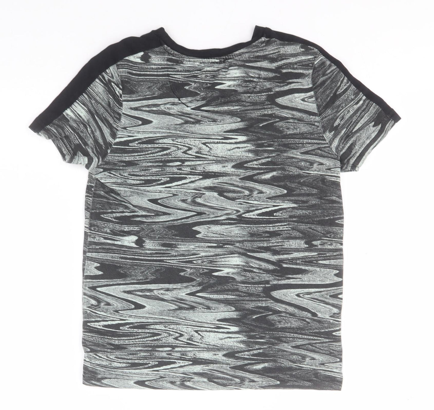 Nutmeg Boys Grey Geometric Cotton Basic T-Shirt Size 9-10 Years Roll Neck